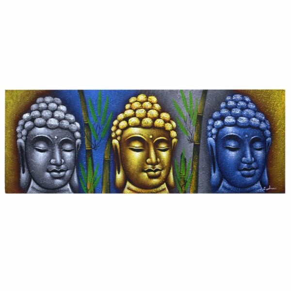 Buddha Painting - Three Heads With Bamboo - Image 5