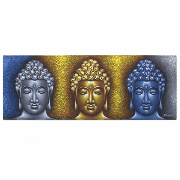 Buddha Painting - Three Heads Gold Detail - Image 6