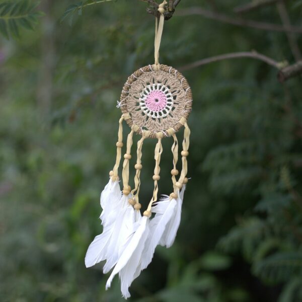 Pastel Pink Macramé Dream Catcher 9cm (asst colours) - Image 3
