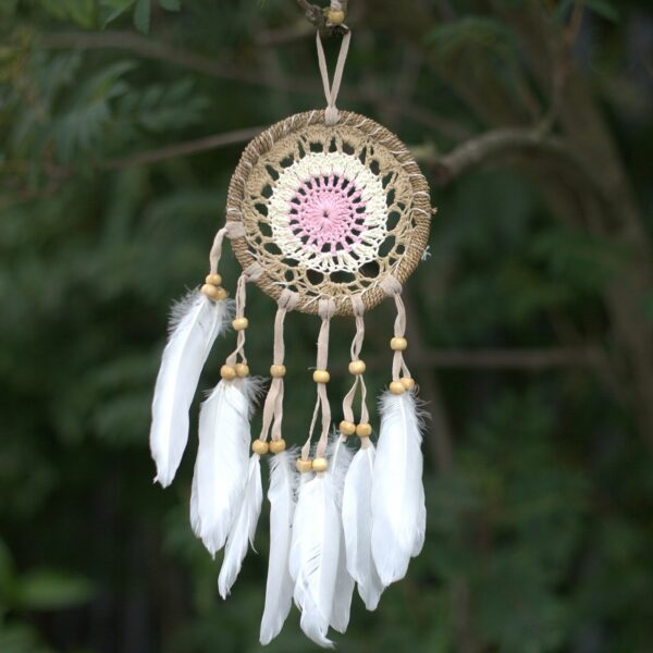 Pastel Pink Macramé Dream Catcher 12cm (asst colours) - Image 4