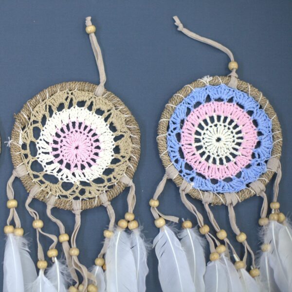 Pastel Pink Macramé Dream Catcher 12cm (asst colours) - Image 5