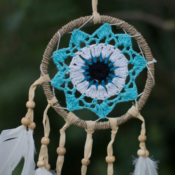 Pastel Blue Macramé Dream Catcher 12cm (asst colours) - Image 6