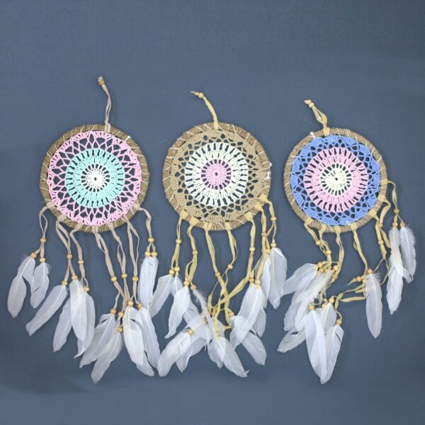 Pastel Pink Macramé Dream Catcher 16cm (asst colours) - Image 4