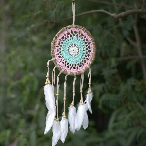 Pastel Pink Macramé Dream Catcher 16cm (asst colours) - Image 5