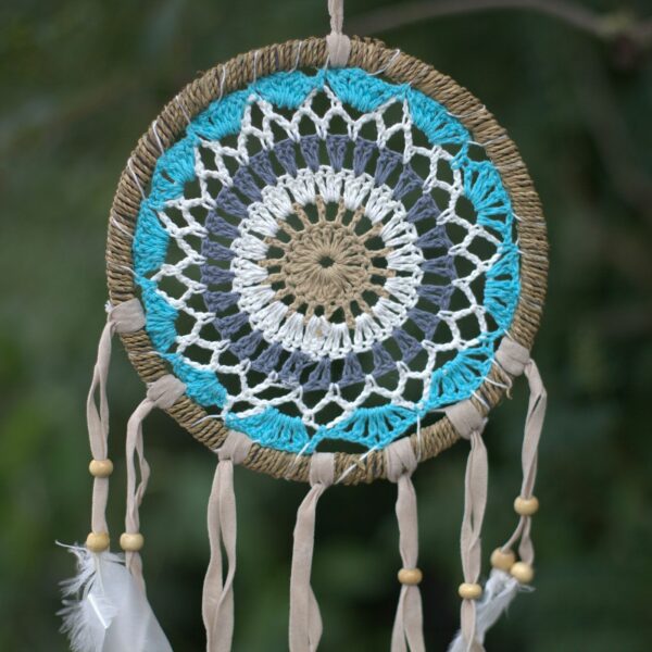 Pastel Blue Macramé Dream Catcher 16cm (asst colours) - Image 2