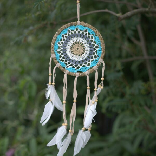 Pastel Blue Macramé Dream Catcher 16cm (asst colours) - Image 6