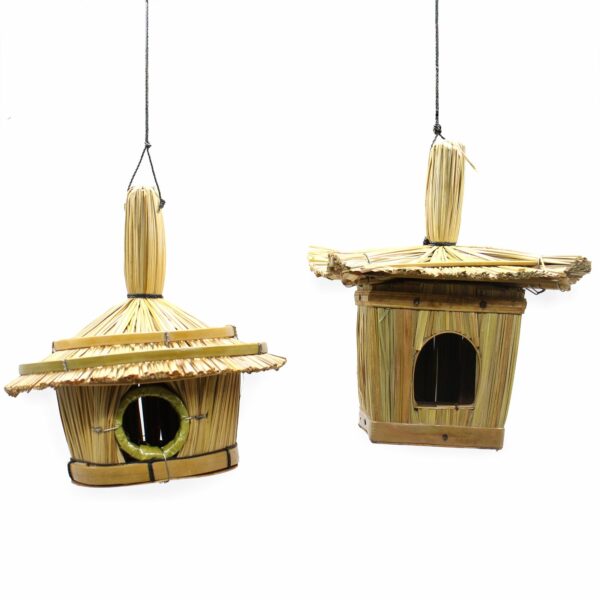 Small Square Seagrass Bird Box 18x13cm - Image 2