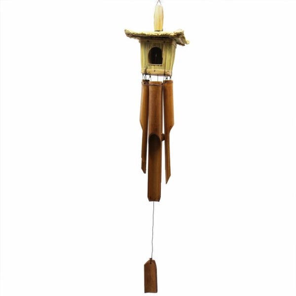 Square Seagrass Bird Box with Chimes 49x15cm - Image 2