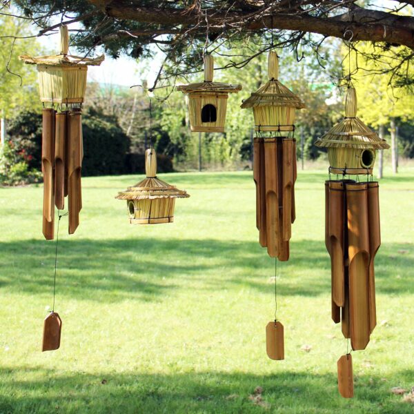 Square Seagrass Bird Box with Chimes 49x15cm - Image 5