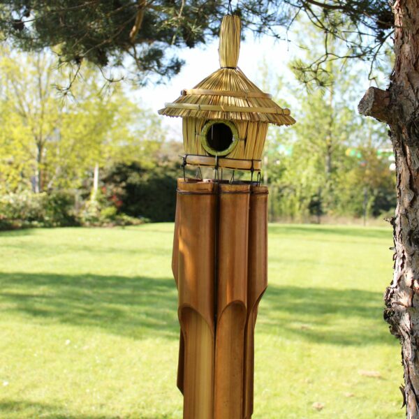 Lrg Round Seagrass Bird Box with Chimes 56x20cm - Image 7