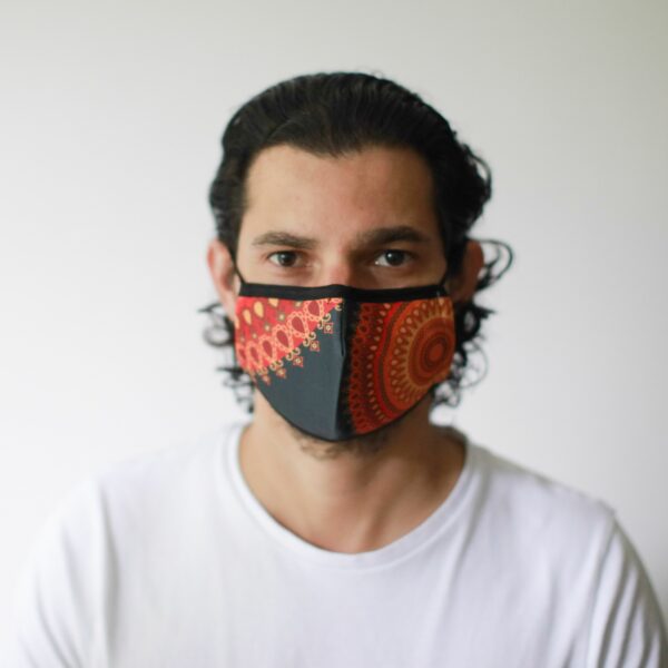 Reusable Fashion Face Mask - Orange Mandala (Adult) - Image 8