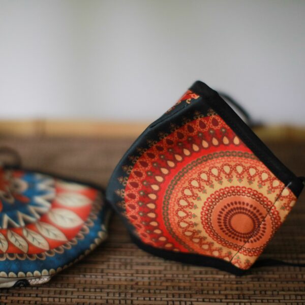 Reusable Fashion Face Mask - Orange Mandala (Adult) - Image 9