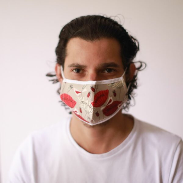 Reusable Fashion Face Mask - Oriental Poppies (Adult) - Image 6