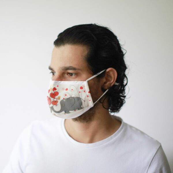 Reusable Fashion Face Mask - Love Elephants (Adult) - Image 6
