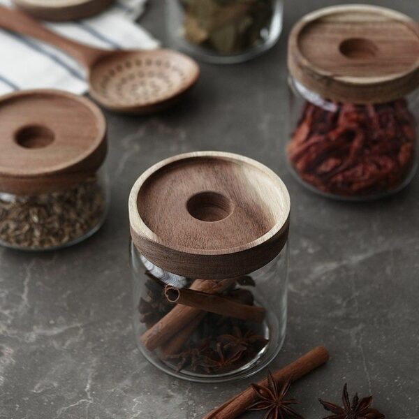 Cottage Bamboo Glass Jar - 20cm - Image 2