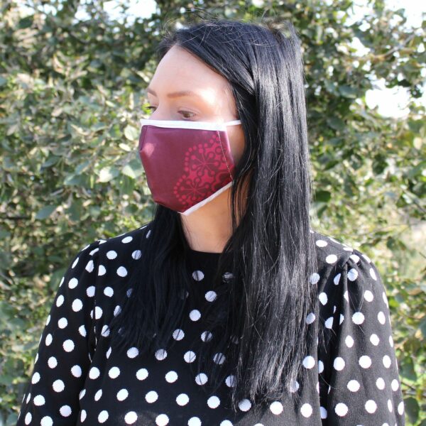 Reusable Fashion Face Covering - Red Mandala Heart  (Adult) - Image 5