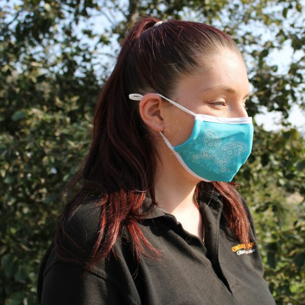 Reusable Fashion Face Covering - Blue Butterfly  (Adult) - Image 3