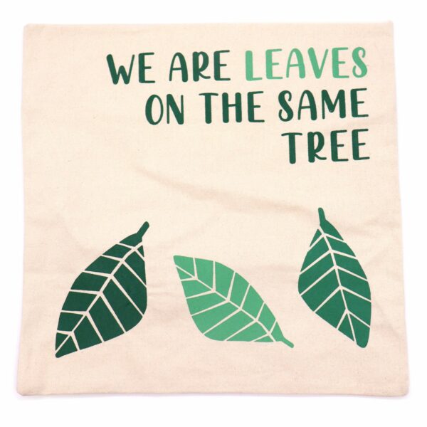 Printed Cotton Cushion Cover - We are Leaves - Yellow, Blue and Natural - Image 5