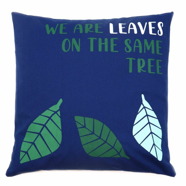 Printed Cotton Cushion Cover - We are Leaves - Yellow, Blue and Natural - Image 6