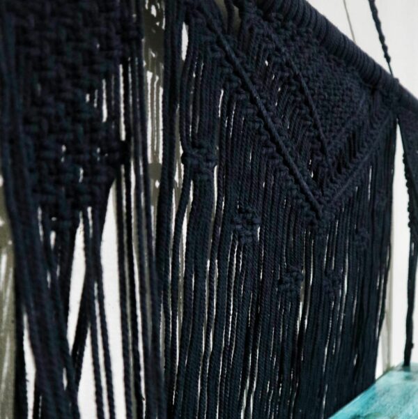 Black Macrame Hanging Shelves - Turquoise - Image 2