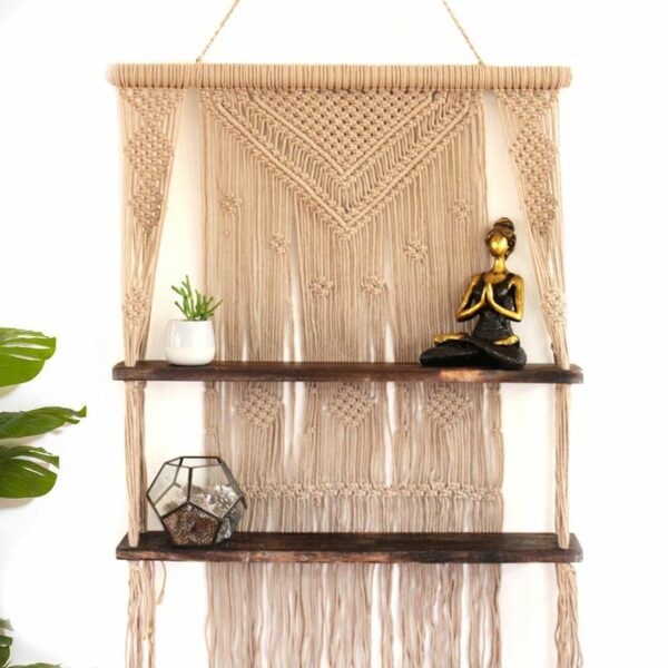 Natural Macrame Hanging Shelves - Blue - Image 8