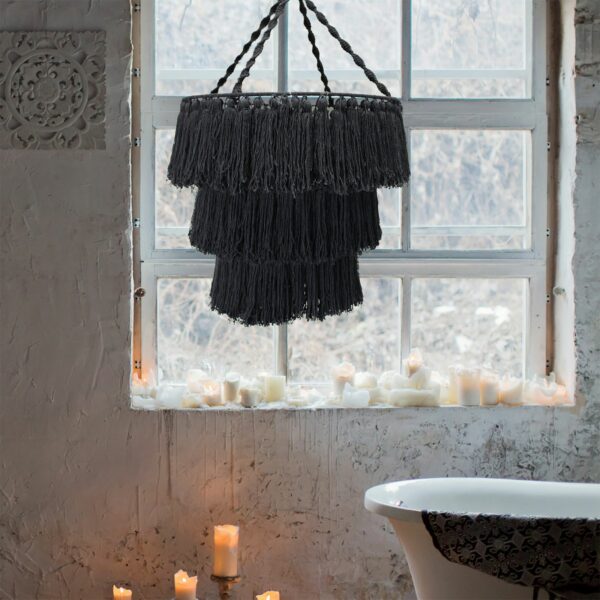 Macrame Soft Chandelier - Black - Image 3