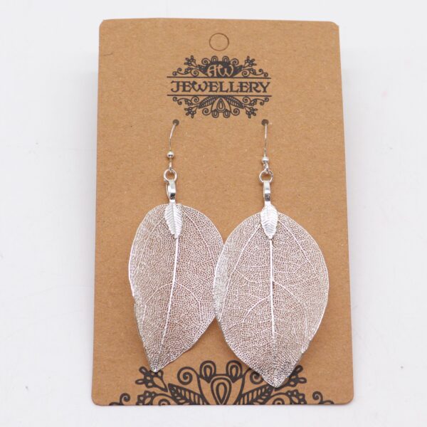 Earrings - Bravery Leaf - Silver - Image 2