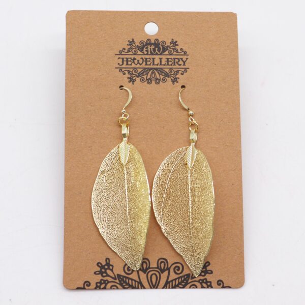 Earrings - Bravery Leaf - Gold - Image 2
