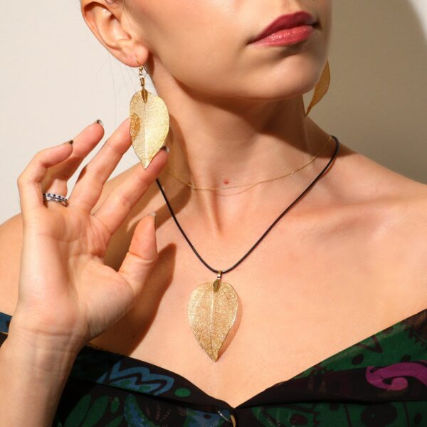 Earrings - Bravery Leaf - Gold - Image 3