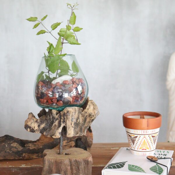 Molten Glass on Wood with Stand - Medium Bowl - Image 4