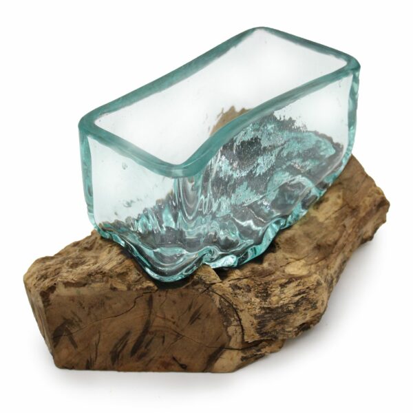 Molten Glass Tank on Wood with Stand - Medium Bowl - Image 2