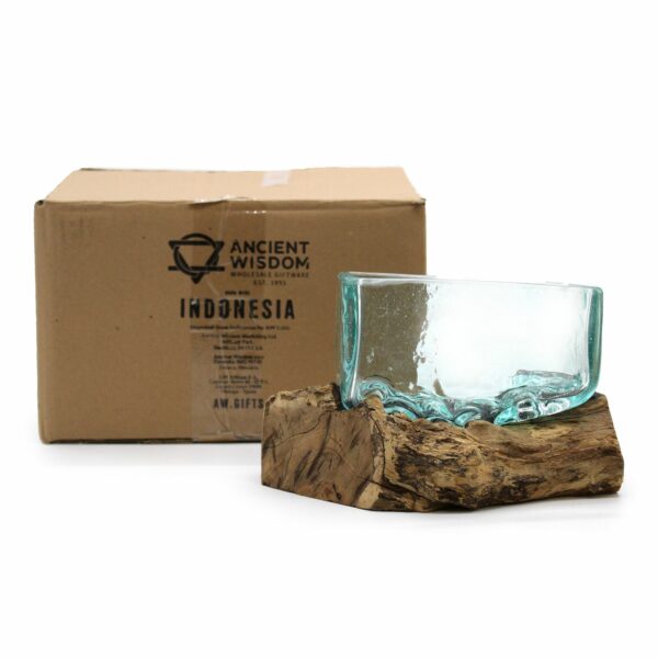 Molten Glass Tank on Wood with Stand - Medium Bowl - Image 3