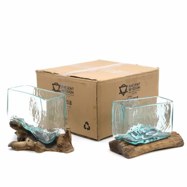 Molten Glass Tank on Wood with Stand - Medium Bowl - Image 4