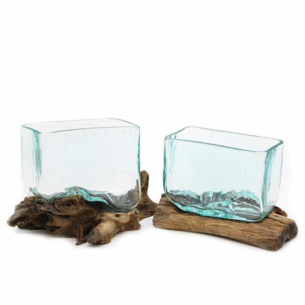 Molten Glass Tank on Wood with Stand - Medium Bowl - Image 5