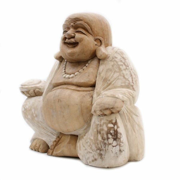 Happy Buddha - Whitewash 30cm - Image 2