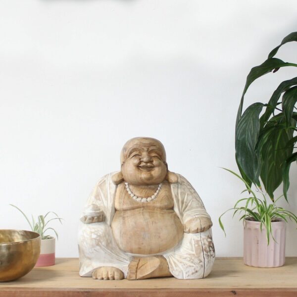 Happy Buddha - Whitewash 30cm - Image 4