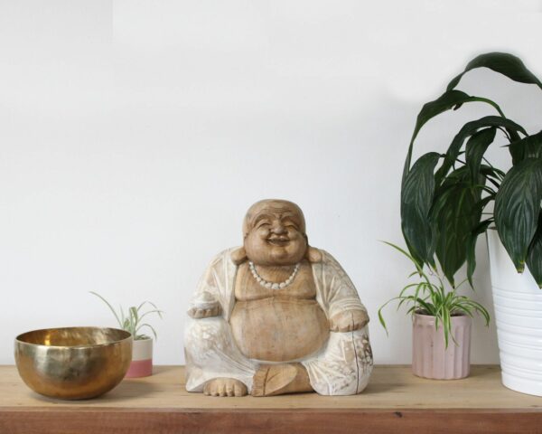 Happy Buddha - Whitewash 30cm - Image 5