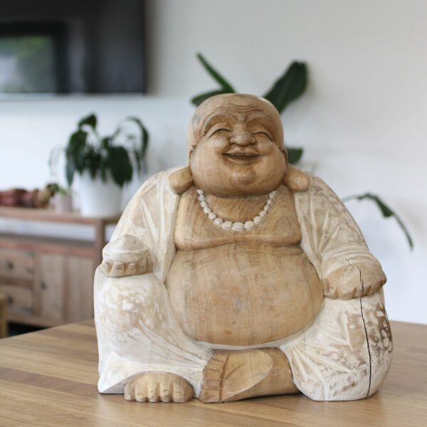 Happy Buddha - Whitewash 30cm - Image 6