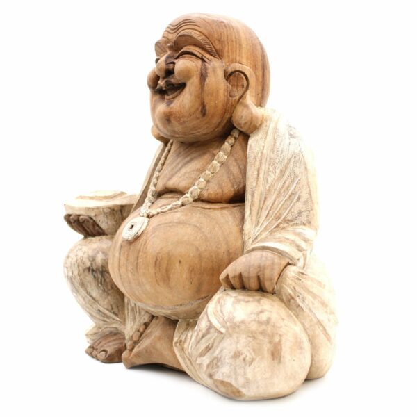 Happy Buddha - Whitewash 40cm - Image 2
