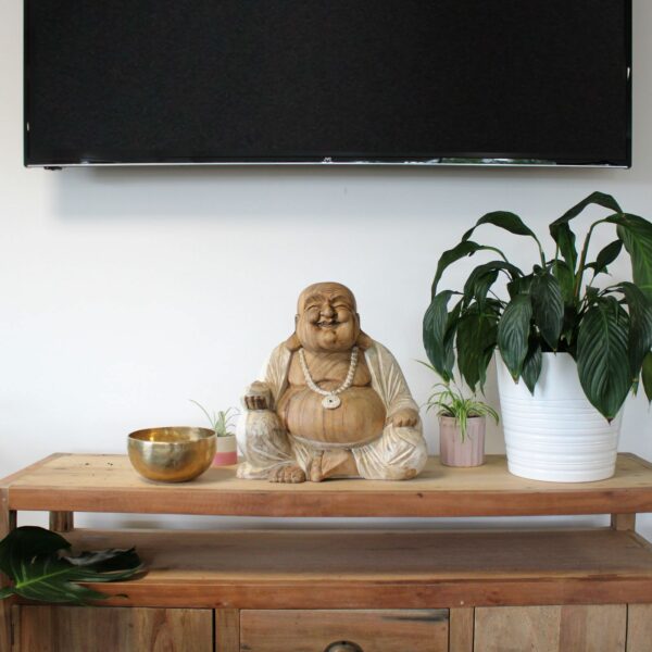 Happy Buddha - Whitewash 40cm - Image 5