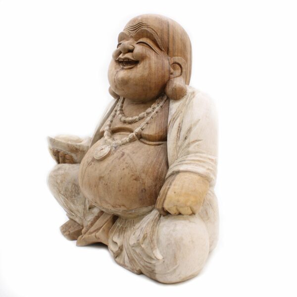 Happy Buddha - Whitewash 50cm - Image 3