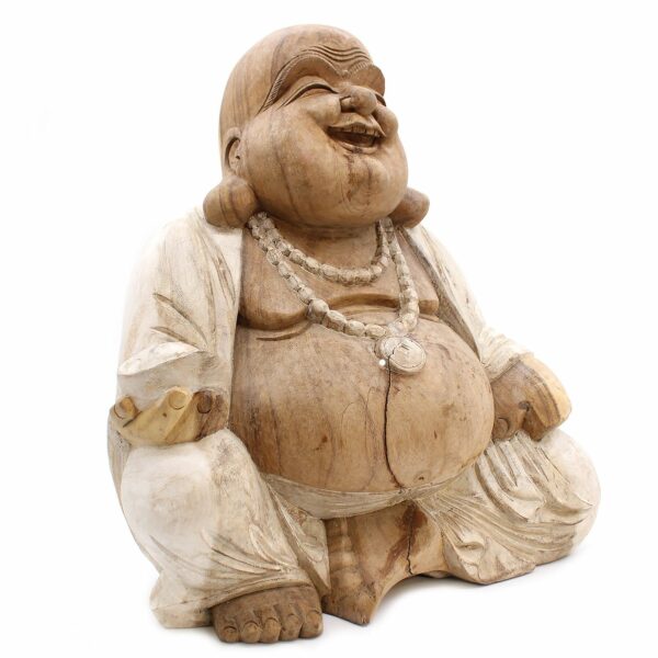 Happy Buddha - Whitewash 50cm - Image 5