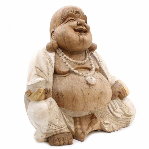 Happy Buddha - Whitewash 50cm - Image 6
