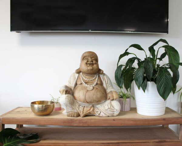 Happy Buddha - Whitewash 50cm - Image 7