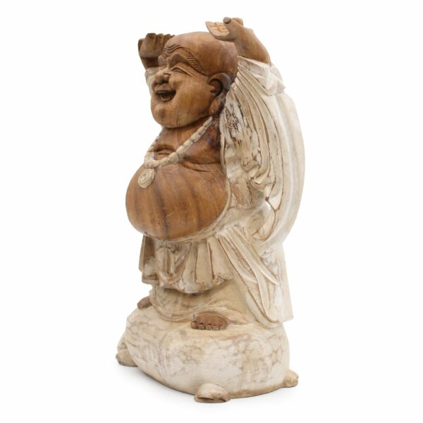 Happy Buddha Hands Up - Whitewash 40cm - Image 2