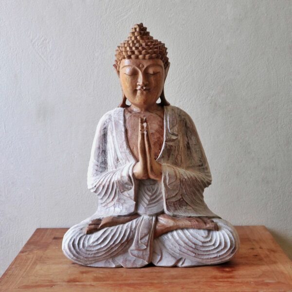 Buddha Statue Whitewash - 40cm Welcome - Image 2
