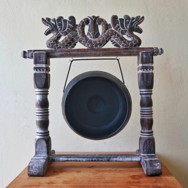 Small Healing Gong in Stand - 25cm - Black - Image 2
