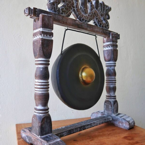 Small Healing Gong in Stand - 25cm - Black - Image 4