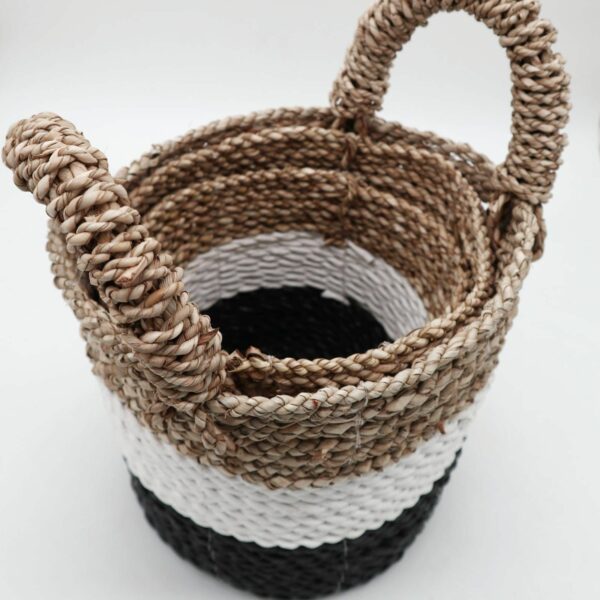 Seagrass Basket Set - Dark Grey / White / Natural - Image 2
