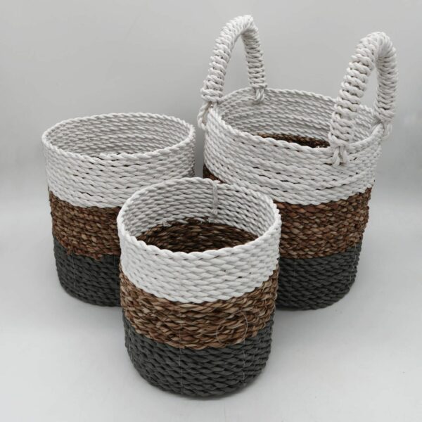 Seagrass Basket Set - Grey / Natural / White - Image 2